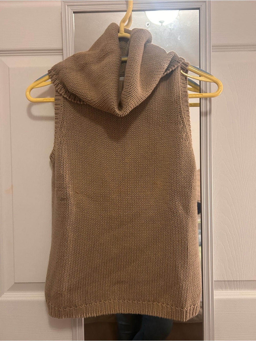 Sleeveless Cowl Neck Sweater Vest in Taupe
